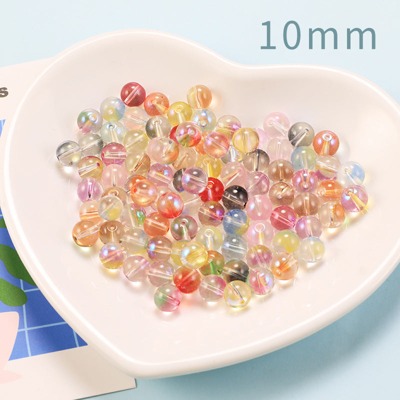 Transparent Double Color Glass Beads 10mm Glossy Shimmer 10pcs 6