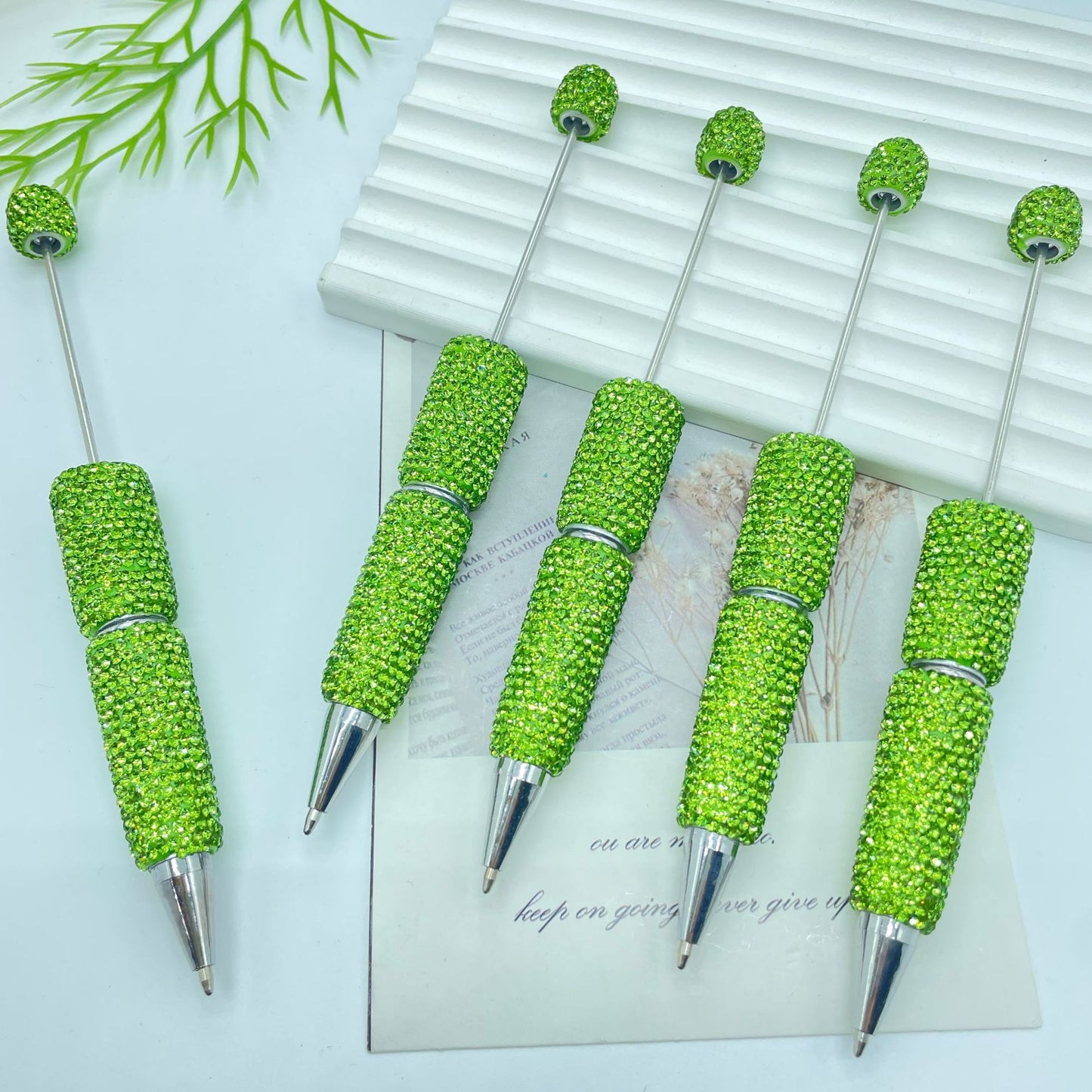 Beadable Pen Full Rhinestone Solid Color Ballpoint 15