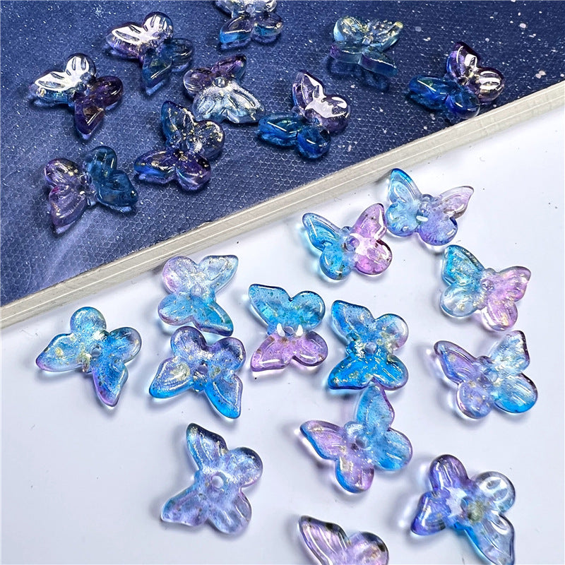 Czech Glass Beads Butterfly 11mm Translucent Purple Blue Pink 50pcs 11