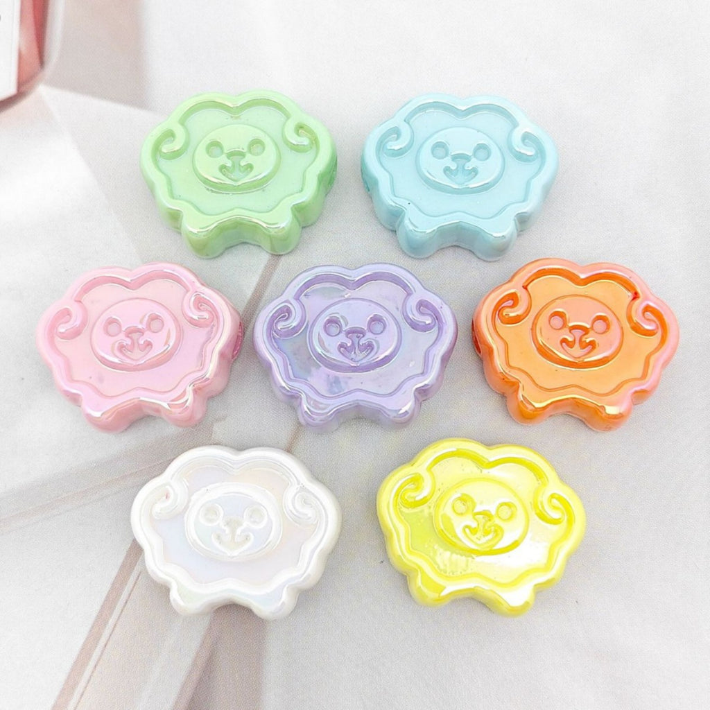 UV Plating Tiny Sheep Acrylic Flat Beads 24mm Glossy Face 50pcs