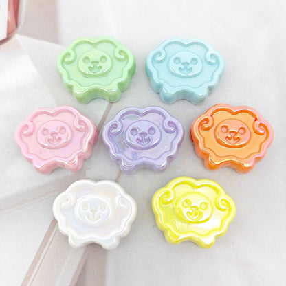 UV Plating Tiny Sheep Acrylic Flat Beads 24mm Glossy Face 50pcs