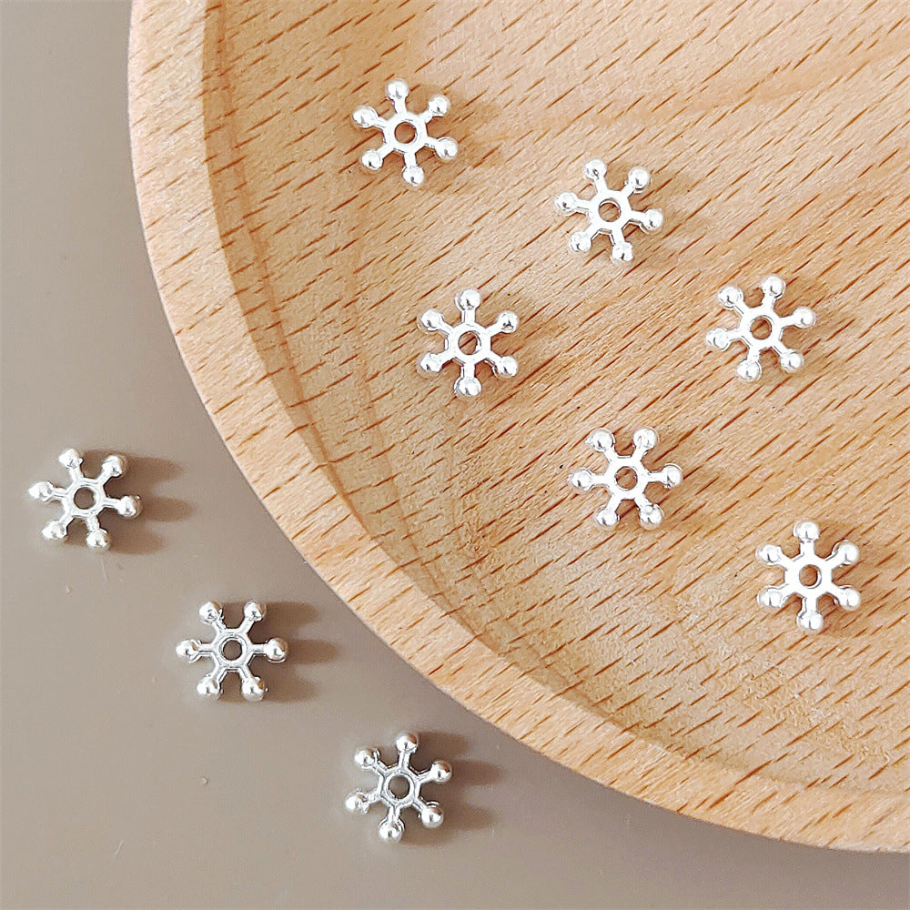 Alloy Snowflake Spacer Beads 7mm Glossy Tibetan Style 100pcs 2