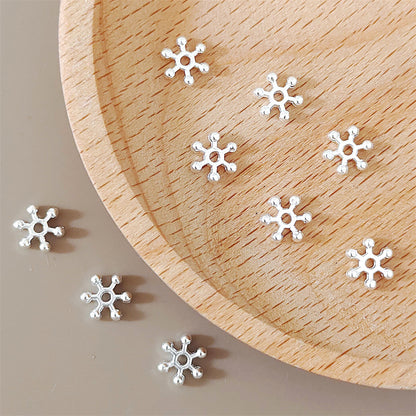 Alloy Snowflake Spacer Beads 7mm Glossy Tibetan Style 100pcs 2