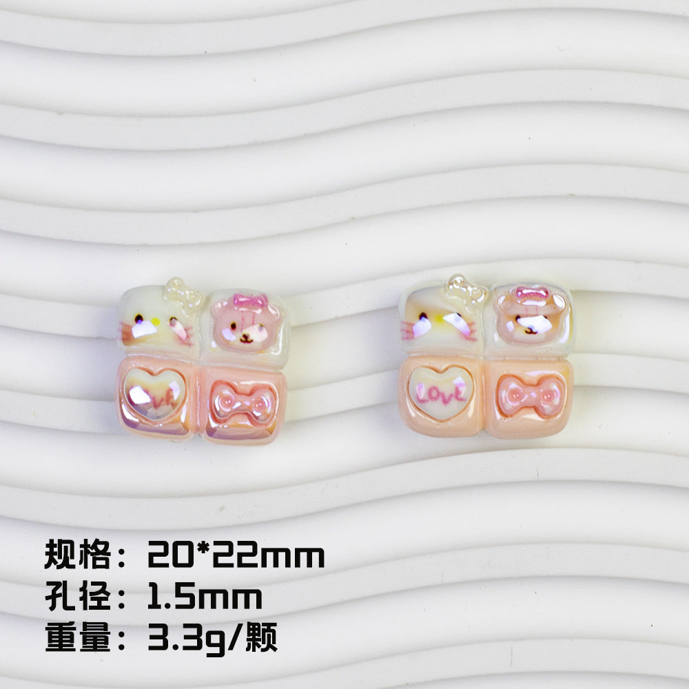 Sanrio Series 4-Roll Bread Resin Beads Glossy Pastel 20pcs 6