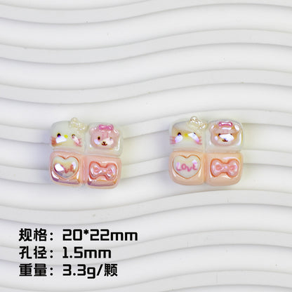 Sanrio Series 4-Roll Bread Resin Beads Glossy Pastel 20pcs 6