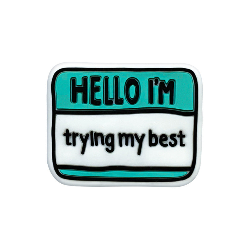 Silicone Focal Beads Motivational Hello I Trying My Best Tag 20pcs 7