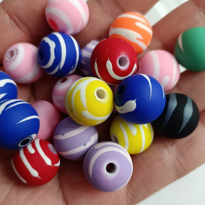Rubberized Texture Swirl Pattern Acrylic Beads 16mm Mixed Colors 100pcs 4