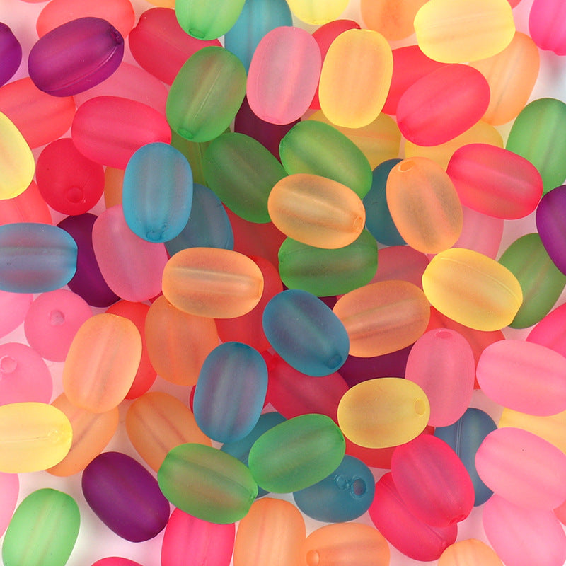 Frosted Oval Acrylic Beads 10mm Vibrant Rainbow Colors 200pcs