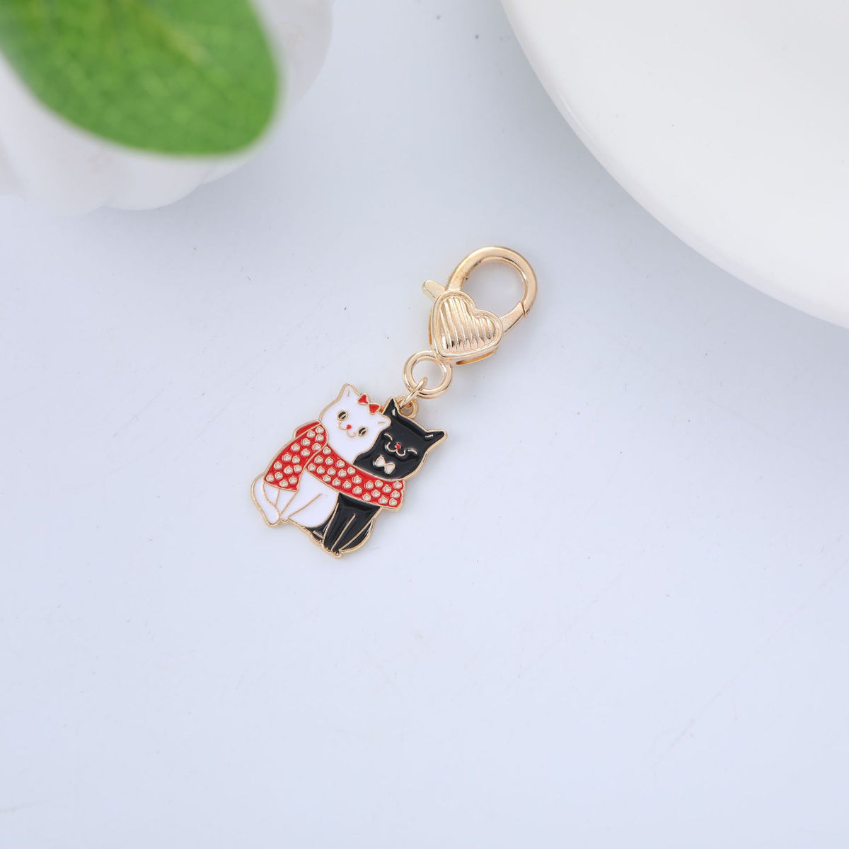 Metal Cat Keychain Enamel Colorful Gold Clasp Charm 2