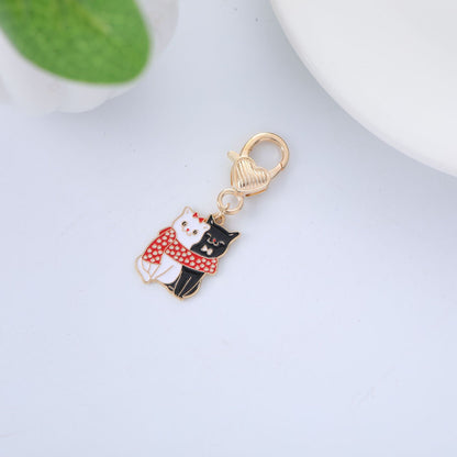 Metal Cat Keychain Enamel Colorful Gold Clasp Charm 2