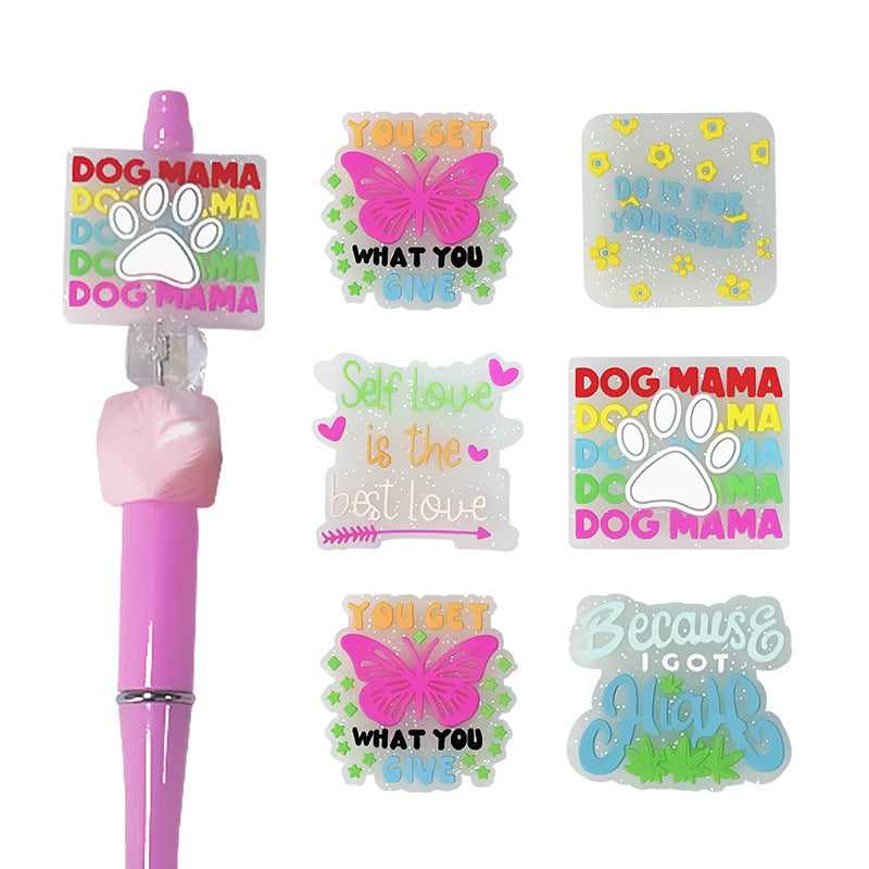 Silicone Focal Beads Phrase Glow In The Dark Vibrant Phrases 20pcs