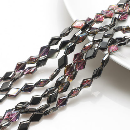 Electroplated Rhombus Glass Beads 11mm Transparent Mixed Colors 20pcs 16