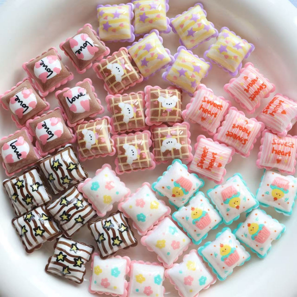 Cartoon Lace Pillow Acrylic Beads 19mm Colorful Mixed 20pcs