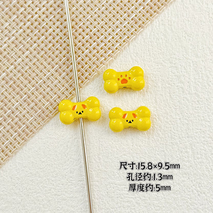 Bone and Heart Metal Beads 15mm and 10mm Baking Painted Alloy 10pcs 11