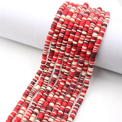 Flat Clay Beads 6mm Colorful Polymer Spacer Disc 10strands 46