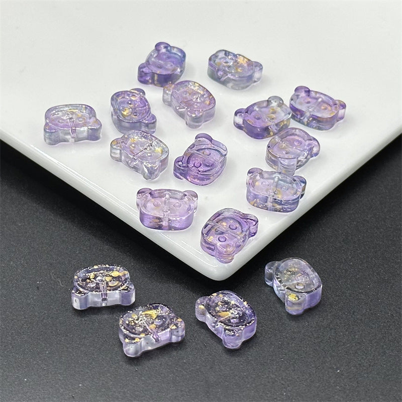 Bear Shape Transparent Glass Beads 14mm Colorful Mix 100pcs 6