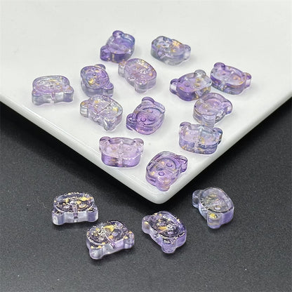 Bear Shape Transparent Glass Beads 14mm Colorful Mix 100pcs 6