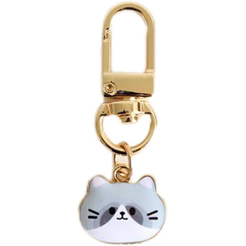 Cartoon Cat Head Keychain Zinc Alloy Enamel Gold Tone 4