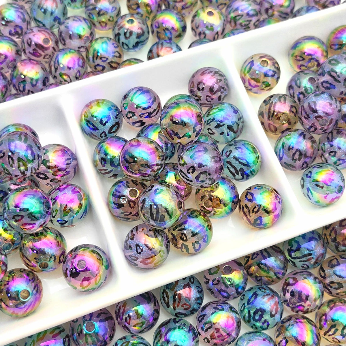Glow In The Dark Leopard Print Acrylic Beads 16mm Plated 20pcs 2