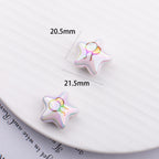UV Plating Star Acrylic Beads 20mm White Printed 50pcs 2