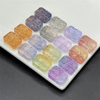 Square Glass Beads 13x23mm Transparent Electroplated Pastel 100pcs 2