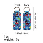 Cartoon Character Chapstick Holder Keychain Neoprene Colorful 8pcs 6