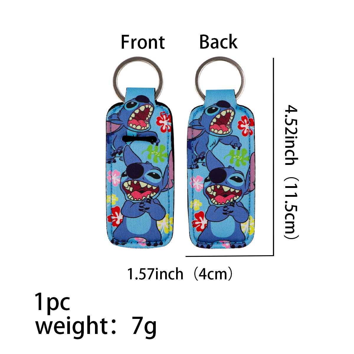 Cartoon Character Chapstick Holder Keychain Neoprene Colorful 8pcs 6