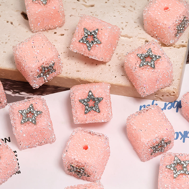 Butterfly Pentagram Cube Rhinestone Beads 22mm Vibrant Metal Embellished 5pcs 16