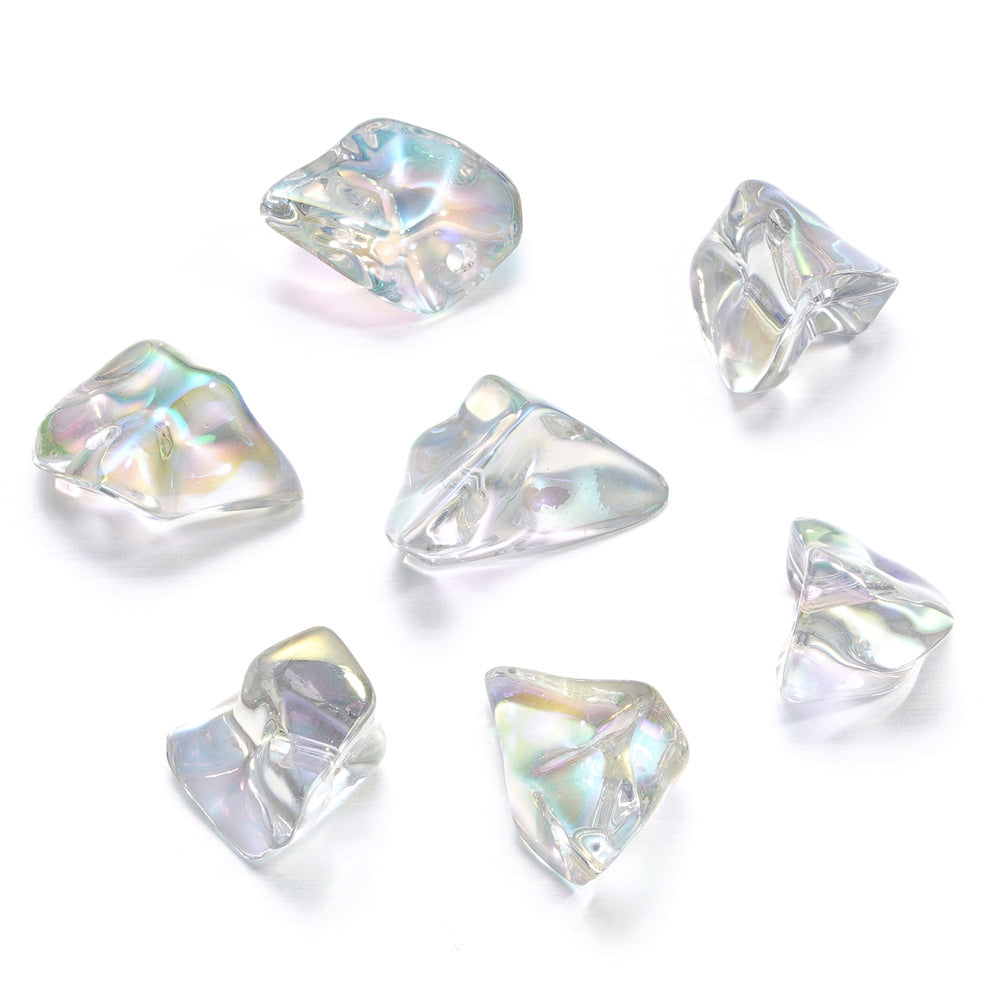 Transparent Irregular Gravel Acrylic Beads 11-22mm UV Plating 4pcs 10