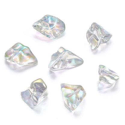 Transparent Irregular Gravel Acrylic Beads 11-22mm UV Plating 4pcs 10