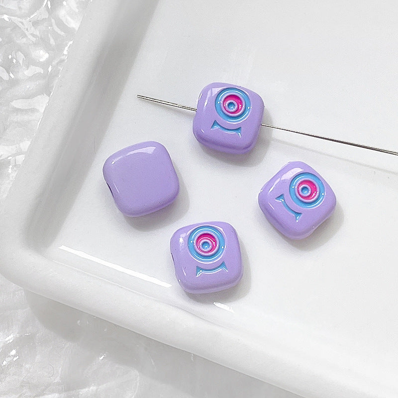 Cat Eye and One-Eyed Beast Metal Beads 10mm Baking Painted 10pcs 26