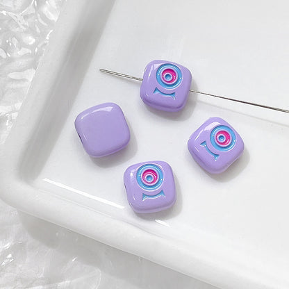Cat Eye and One-Eyed Beast Metal Beads 10mm Baking Painted 10pcs 26