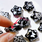 Embossed Star Acrylic Beads 26mm Black and White Tone 10pcs 4