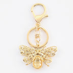 Rhinestone Bee Keychain Golden Alloy Zinc Decorative Charm 2