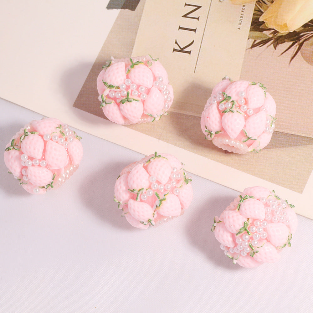 Embellished Double Layer Strawberry Clay Beads 22mm 5pcs 4