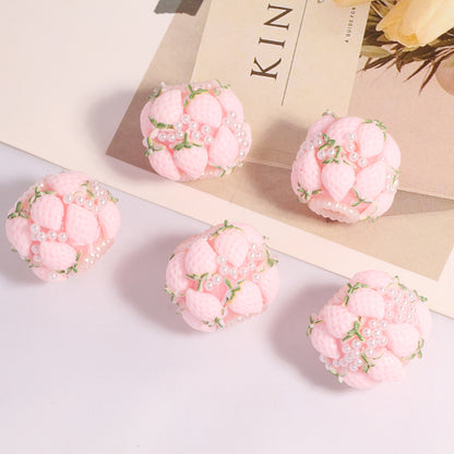 Embellished Double Layer Strawberry Clay Beads 22mm 5pcs 4
