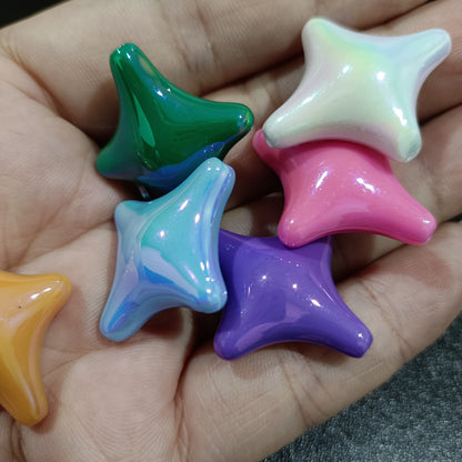 UV Plating Cross Shaped Star Acrylic Beads 25mm Glossy Colorful 100pcs 11