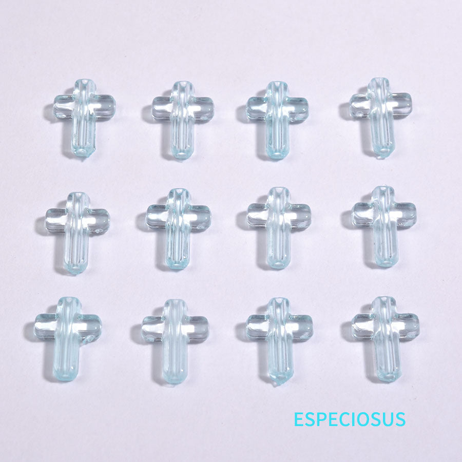 Transparent Cross Acrylic Beads 16mm Colored Glossy 100pcs 3