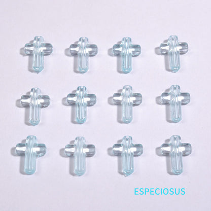 Transparent Cross Acrylic Beads 16mm Colored Glossy 100pcs 3