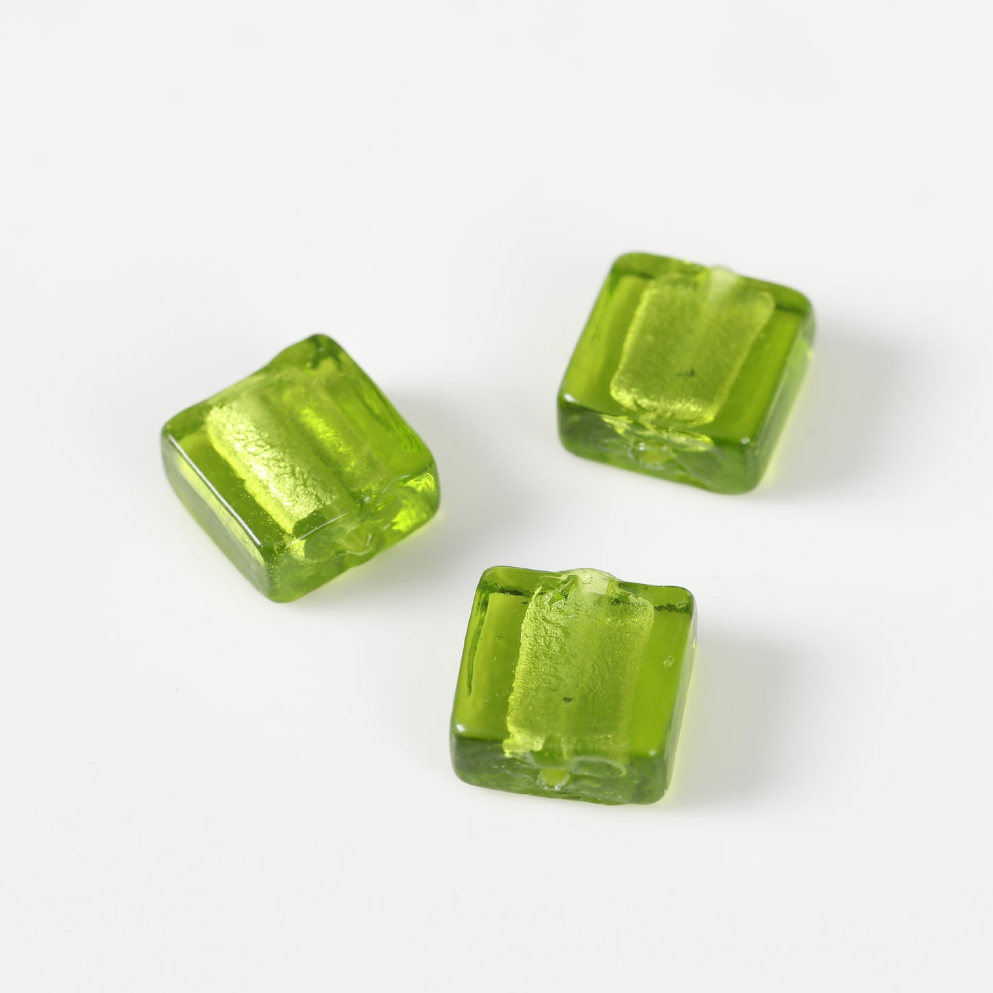 Vintage Transparent Lampwork Square Glass Beads 12mm 20pcs 12