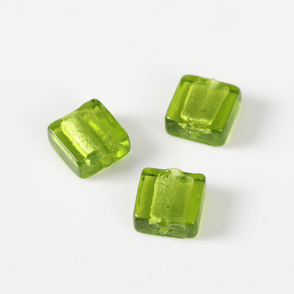 Vintage Transparent Lampwork Square Glass Beads 12mm 20pcs 12