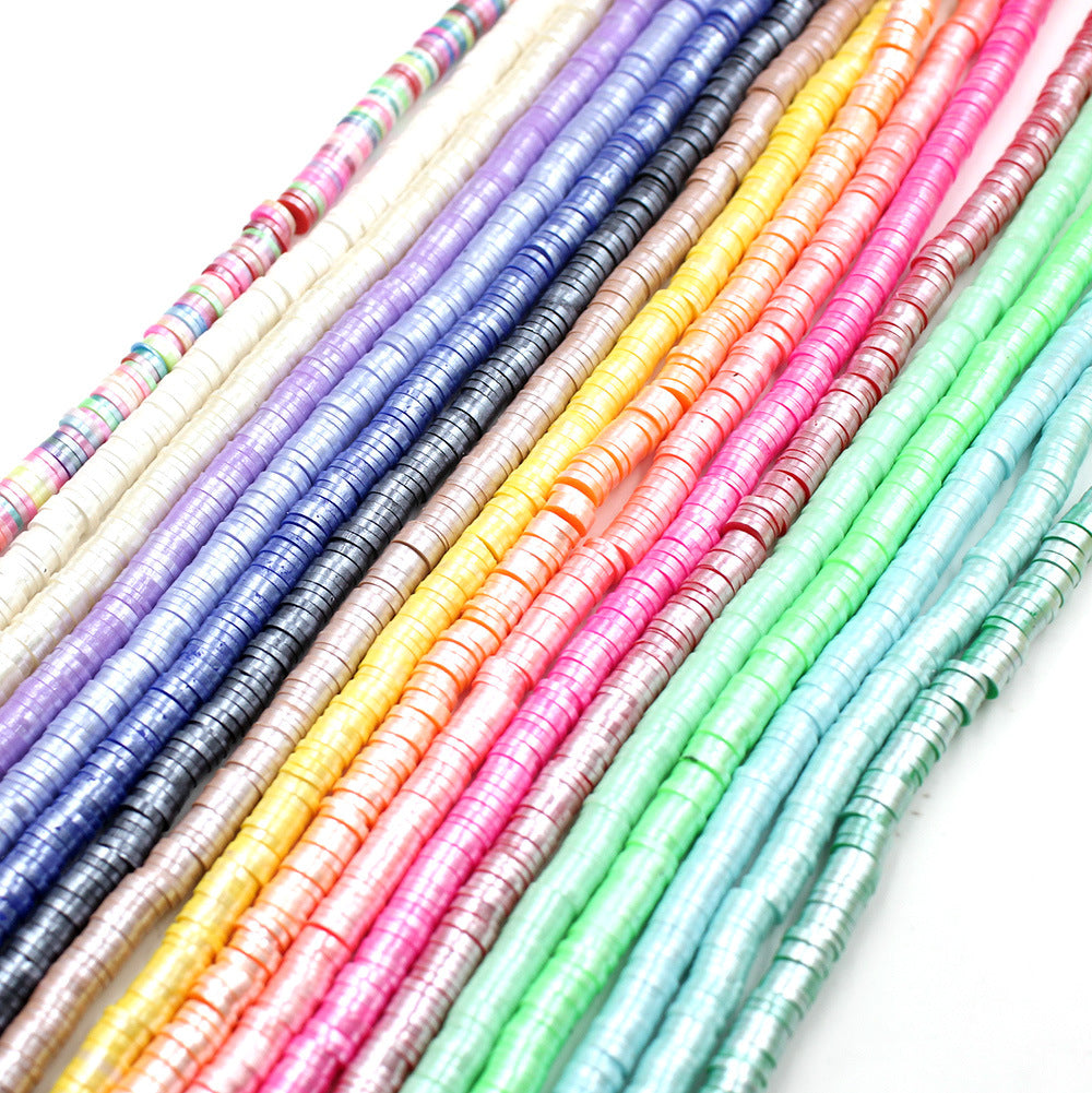 Pearly Lustre Flat Disc Clay Beads 6mm Colorful Pastel 10strands 2