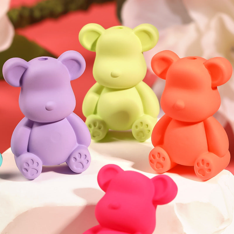 UV Finish Bear Acrylic Beads 23x33mm Pastel Cartoon 30pcs 3
