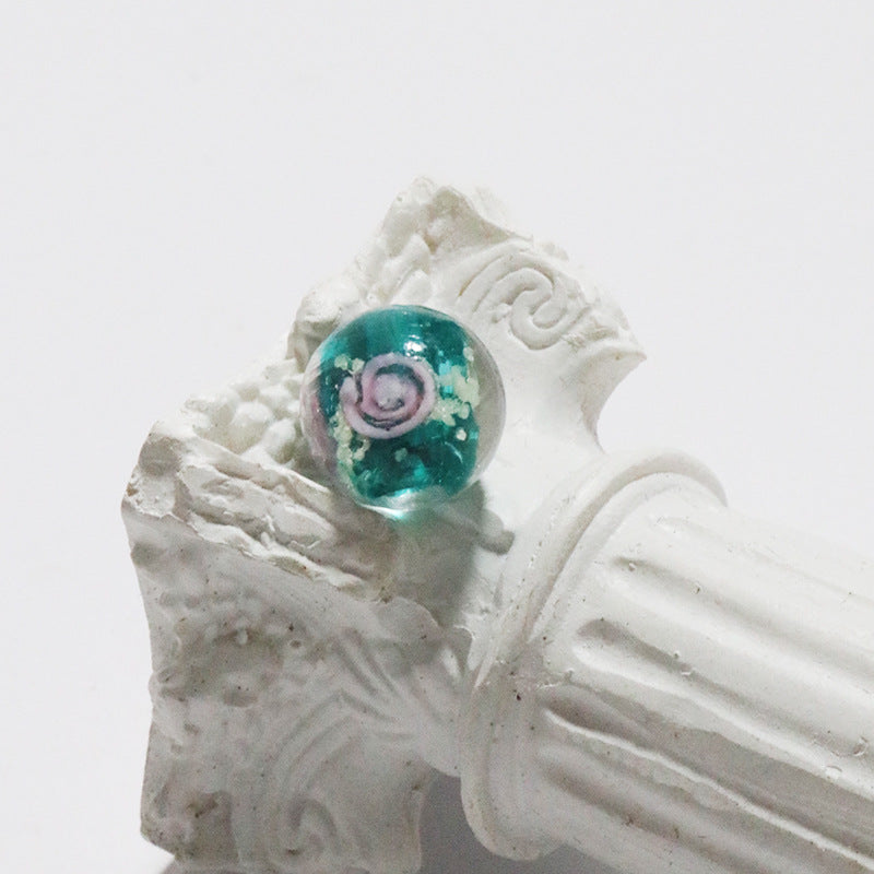 Electroplated Flower Glass Beads 12mm Glow in the Dark Gold Sand 5pcs 10
