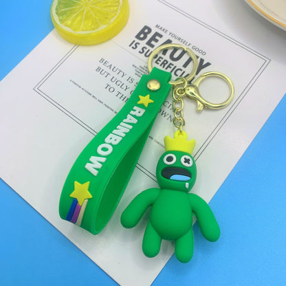 Silicone Rainbow Friends Cartoon Character Keychain with Star Strap 17