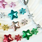 Pentagram Snowflake Acrylic Beads 14mm 21mm Metallic Plated 100pcs