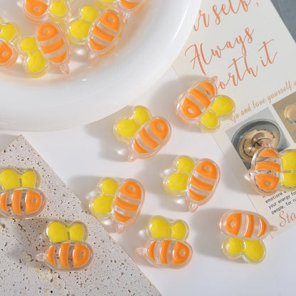 Hand Painted Bee Acrylic Beads 25mm Colorful Enamel 20pcs 4