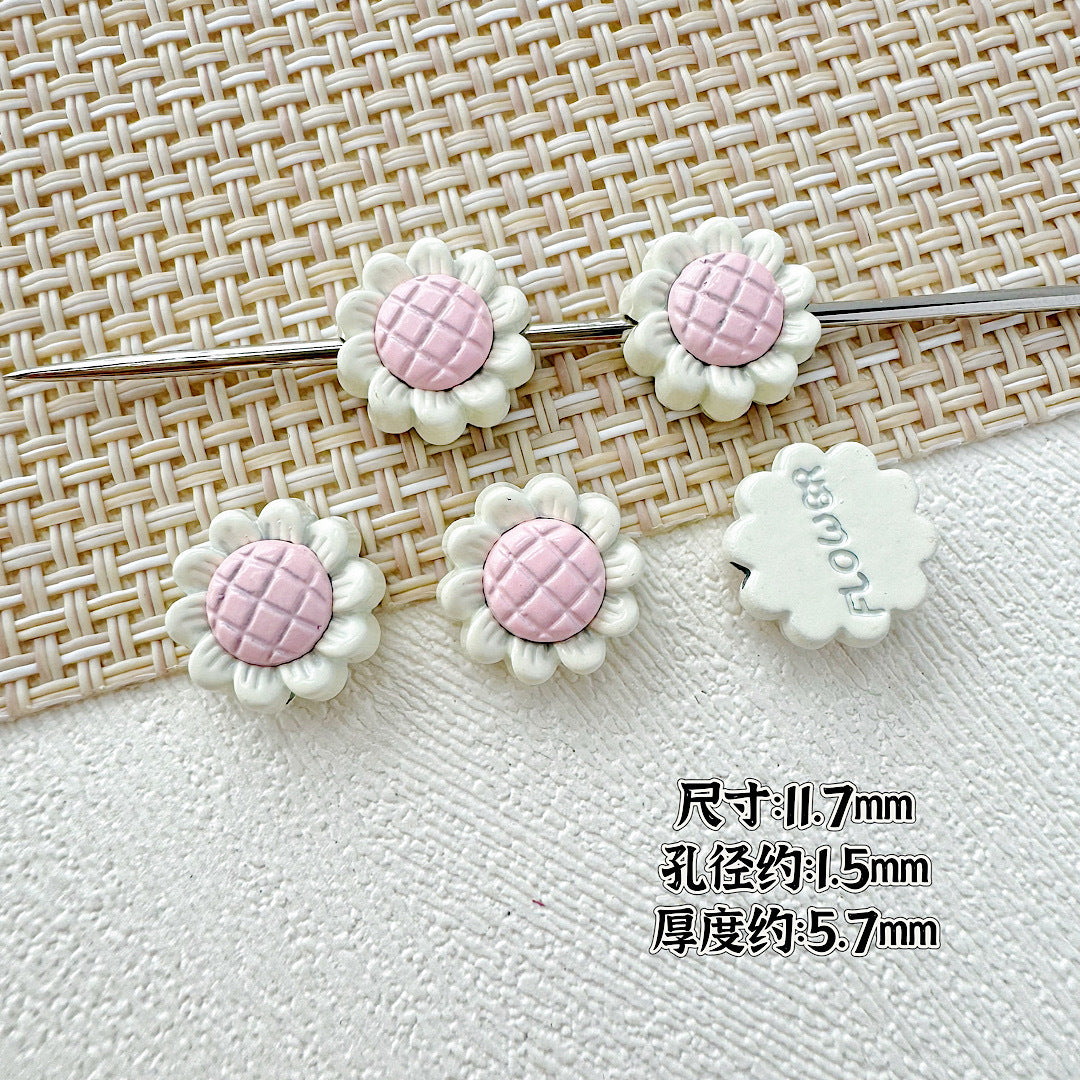 Sunflower and Gift Box Metal Beads 12mm Pastel Painted 10pcs 3