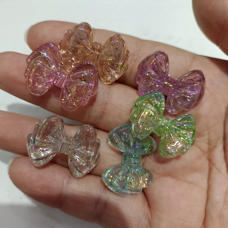 Glow Bow Acrylic Beads 19x27mm Glitter Filled Glow in the Dark 100pcs 6