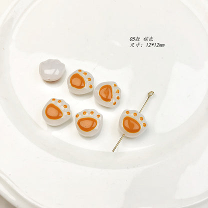 Lampwork Glass Beads Cat Claw 12mm Glossy White Paws 20pcs 8